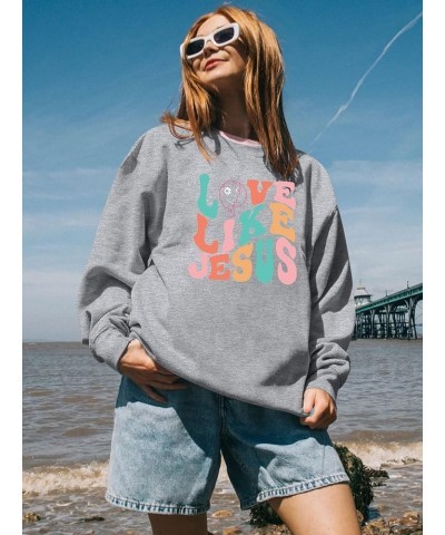 Preppy Letter Print Aesthetic Sweatshirt Teenage Unisex Casual Long sleeve Pullover Top Women A Gray $10.39 Hoodies & Sweatsh...