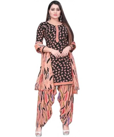 Readymade New Patiala Punjabi Salwar Suit of Crepe Fabric with Chiffon Dupatta for Women Orange-8 $21.48 Suits