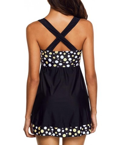 Womens Polka Dot Swimdress Two Piece Swimsuit and Brief Plus Size Yellow $14.99 Swimsuits