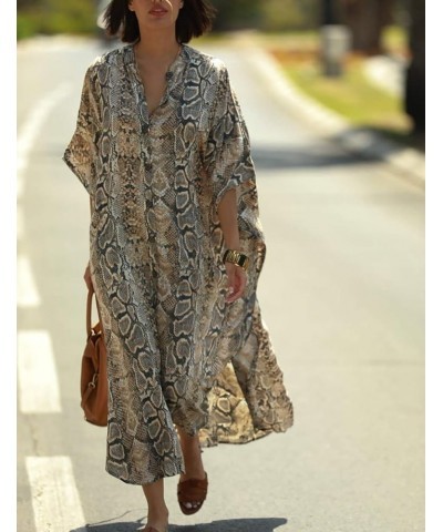 Womens Long Bathing Suit Coverups Loose Plus Size Beach Kaftan Dresses Snake Pattern $19.03 Swimsuits