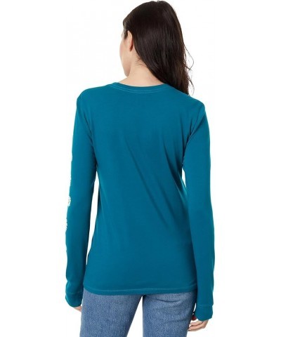 Women's Detailed Wildflowers Long Sleeve Crusher Tee Mallard Green Medium $13.25 T-Shirts