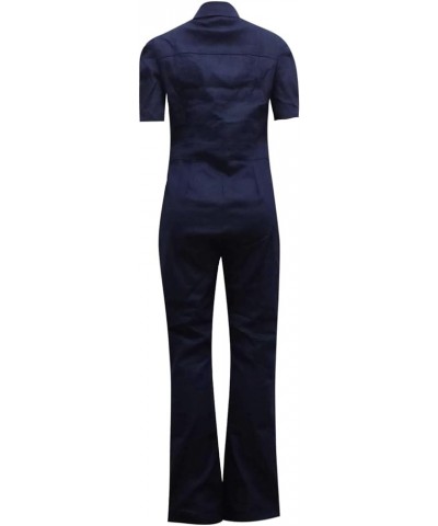 Sexy Bodycon Denim Jumpsuits for Women Trendy Sleeveless Button Down Bell Bottom Jumpsuit Flared Y2K Jean Rompers Eba-dark Bl...