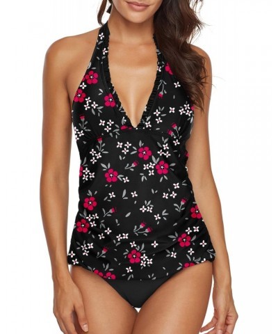 Two Piece Swimsuit Sexy V-Neck Ruffle Halter Backless Flyaway Tankini Suit Shivering S $11.01 Swimsuits