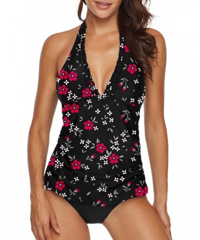 Two Piece Swimsuit Sexy V-Neck Ruffle Halter Backless Flyaway Tankini Suit Shivering S $11.01 Swimsuits