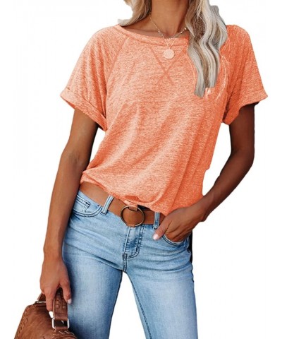 Women's Casual Short Sleeve T Shirts Crewneck Raglan Tees Side Split Summer Tunic Tops 1-orange $12.74 T-Shirts