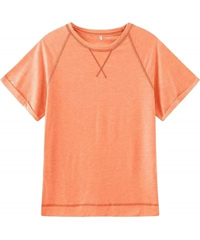 Women's Casual Short Sleeve T Shirts Crewneck Raglan Tees Side Split Summer Tunic Tops 1-orange $12.74 T-Shirts