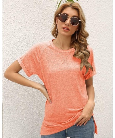 Women's Casual Short Sleeve T Shirts Crewneck Raglan Tees Side Split Summer Tunic Tops 1-orange $12.74 T-Shirts