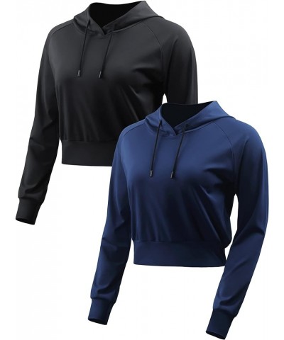 Women's Casual Long Sleeve Crop Top Sweatshirt Hoodies for Running 1 or 2 Pack 77 : 2 Pack, Black, Navy Blue $9.72 Hoodies & ...