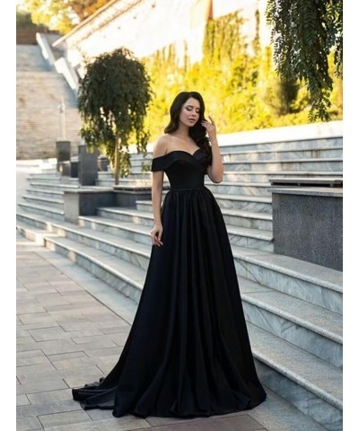 Off Shoulder Satin Prom Dresses Ball Gown Plus Size Formal Dresses for Women Wedding Dress with Slit Green $45.37 Dresses