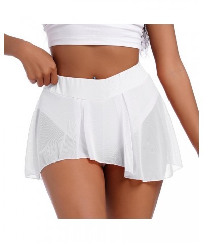 Womens Sexy Flowy Skirts Shorts Sheer Tulle 2 in 1 Pole Dance Yoga Rave Bottoms Sexy Butterfly Booty Shorts Hot Pants White $...