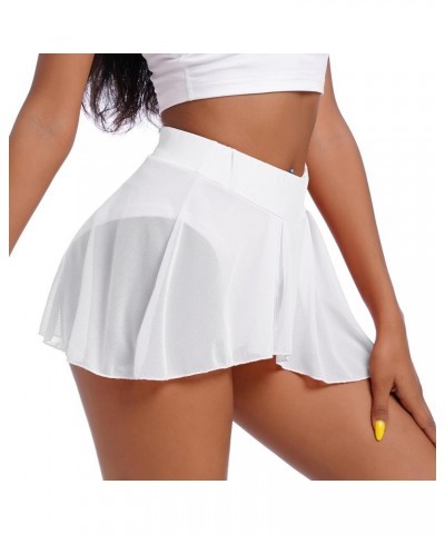 Womens Sexy Flowy Skirts Shorts Sheer Tulle 2 in 1 Pole Dance Yoga Rave Bottoms Sexy Butterfly Booty Shorts Hot Pants White $...