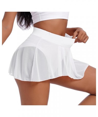 Womens Sexy Flowy Skirts Shorts Sheer Tulle 2 in 1 Pole Dance Yoga Rave Bottoms Sexy Butterfly Booty Shorts Hot Pants White $...