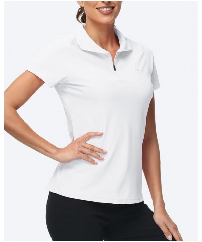 Women's UPF 50+ Short Sleeve Golf Tennis Polo Shirt Zip Up Cooling Bowling Shirt Quick Dry Workout Active T-Shirt Cream White...