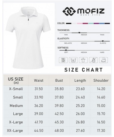 Women's UPF 50+ Short Sleeve Golf Tennis Polo Shirt Zip Up Cooling Bowling Shirt Quick Dry Workout Active T-Shirt Cream White...