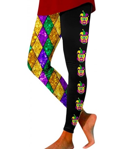 Mardi Gras Leggings for Women High Waisted Buttery Soft Tummy Control Printed Yoga Pants Gym Leggings Carnival Costume Purple...