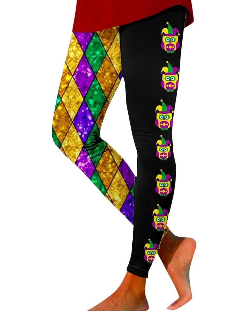 Mardi Gras Leggings for Women High Waisted Buttery Soft Tummy Control Printed Yoga Pants Gym Leggings Carnival Costume Purple...