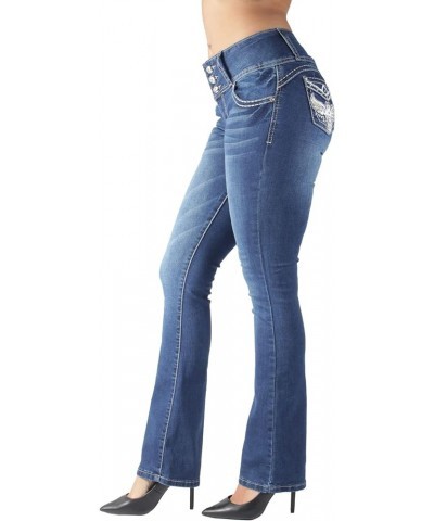 Colombian Design Butt Lift Plus Junior Size High Waist Straight Leg Jeans Washed M. Blue (Dj3765) $22.27 Jeans