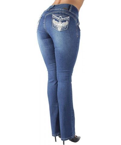 Colombian Design Butt Lift Plus Junior Size High Waist Straight Leg Jeans Washed M. Blue (Dj3765) $22.27 Jeans