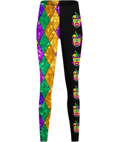 Mardi Gras Leggings for Women High Waisted Buttery Soft Tummy Control Printed Yoga Pants Gym Leggings Carnival Costume Purple...