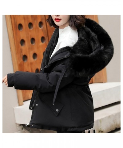 Plus Size Coat Parka Jacket Women Casual Winter Warm Shacket Down Coats Hooded Puffer Jacket Women Womens Fur Coat 06 black_b...