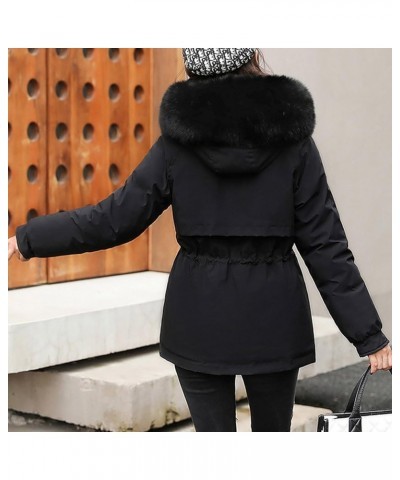 Plus Size Coat Parka Jacket Women Casual Winter Warm Shacket Down Coats Hooded Puffer Jacket Women Womens Fur Coat 06 black_b...