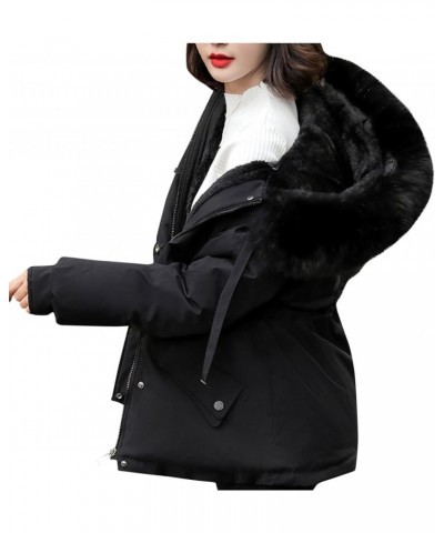 Plus Size Coat Parka Jacket Women Casual Winter Warm Shacket Down Coats Hooded Puffer Jacket Women Womens Fur Coat 06 black_b...