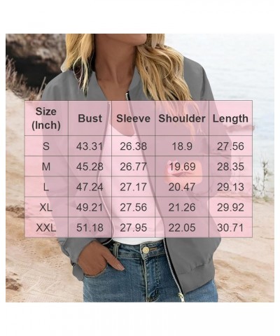 Zip Up Jackets for Women 2023 Trendy Casual Long Sleeve Coats Fall Bomber Jackets Cyan $11.39 Jackets