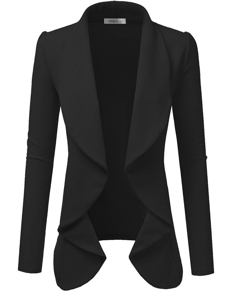 Classic Draped Open Front Long Sleeve Business Casual Work Deconstructed Blazer Jackets for Womens with Plus Size Awobl0320_b...