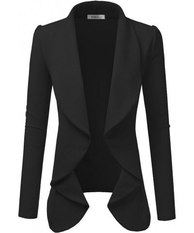 Classic Draped Open Front Long Sleeve Business Casual Work Deconstructed Blazer Jackets for Womens with Plus Size Awobl0320_b...