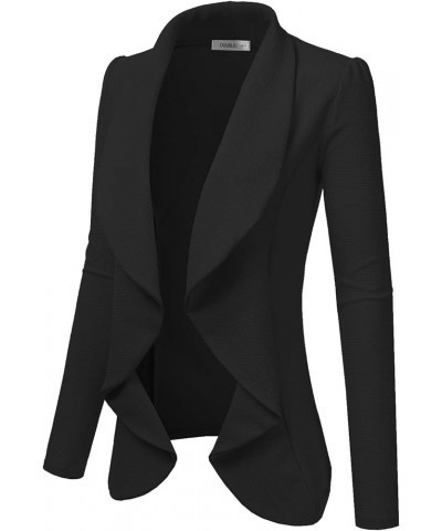 Classic Draped Open Front Long Sleeve Business Casual Work Deconstructed Blazer Jackets for Womens with Plus Size Awobl0320_b...