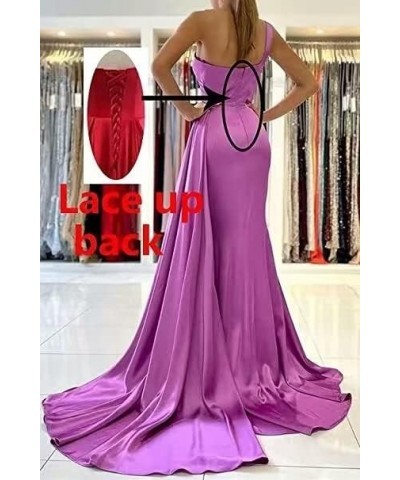 Women's Long Satin One Shoulder Prom Dresses Mermaid Bridesmaid Dresses Bodycon Wedding Evening Gowns LN334 Taupe $30.55 Dresses