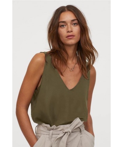 Satin Tank Tops for Women Loose Fit Sleeveless V Neck Cami Camisole Blouses Shirt Top… Army Green $12.00 Tanks