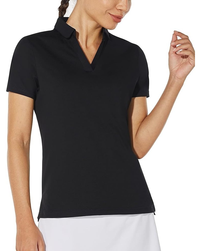 Women's Golf Polo Shirt Short Sleeve Summer Dressy Fit T-Shirt Breathable Quick-Dry Casual Sports Work Tennis Tops B Black $1...