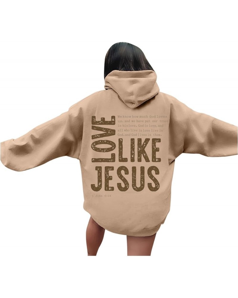 Womens Hoodies Pullover Christian Faith Athletic Comfy Trendy Brown Oversized Sweatshirts for Women Loose Fit Khaki-13 $7.66 ...