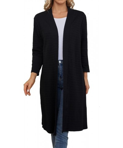 Long Cardigans for Women Lightweight: Open Front Duster Cardigan Draped 3/4 Sleeve Casual Womens Cardigan Black $14.42 Sweaters