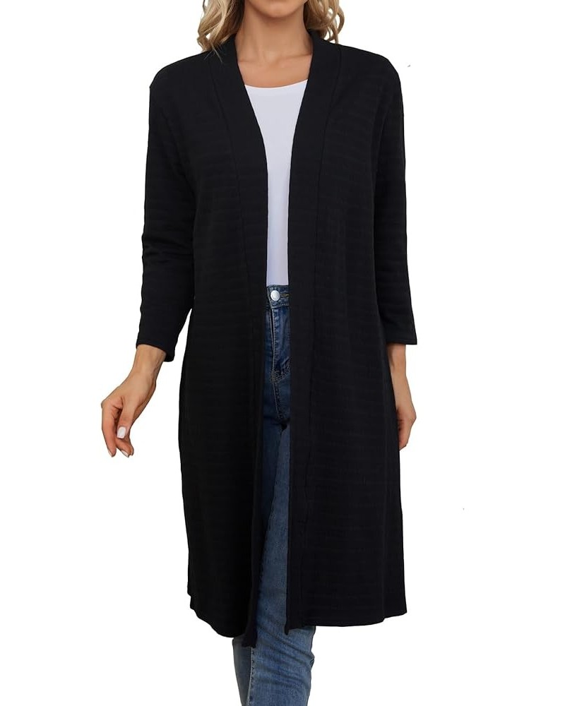 Long Cardigans for Women Lightweight: Open Front Duster Cardigan Draped 3/4 Sleeve Casual Womens Cardigan Black $14.42 Sweaters