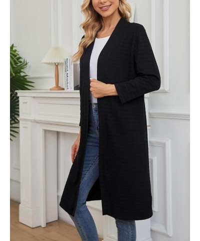 Long Cardigans for Women Lightweight: Open Front Duster Cardigan Draped 3/4 Sleeve Casual Womens Cardigan Black $14.42 Sweaters