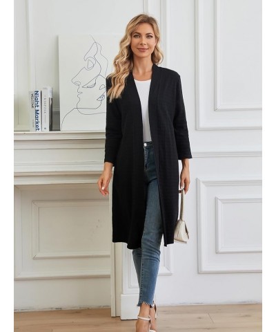 Long Cardigans for Women Lightweight: Open Front Duster Cardigan Draped 3/4 Sleeve Casual Womens Cardigan Black $14.42 Sweaters