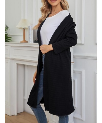 Long Cardigans for Women Lightweight: Open Front Duster Cardigan Draped 3/4 Sleeve Casual Womens Cardigan Black $14.42 Sweaters