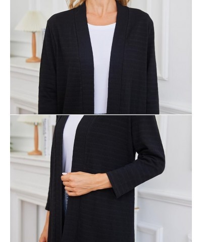 Long Cardigans for Women Lightweight: Open Front Duster Cardigan Draped 3/4 Sleeve Casual Womens Cardigan Black $14.42 Sweaters