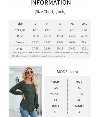 Long Sleeve Shirts for Women Square Neck Tops Business Casual Blouse Knit Top Green $22.79 Blouses