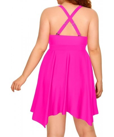 Plus Size Two Piece Swimdress with Boyshorts for Women Flowy Swimsuits Tummy Control Tankini Bathing Suits Hot Pink $19.24 Sw...