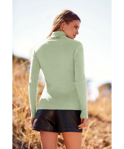 Women's Fall Fashion Turtleneck Pullover Sweaters Casual Long Sleeve Cable Knit Fitted Jumper Tops Green $16.77 Sweaters