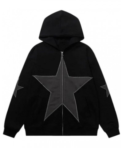 Unisex Star Graphic Zip Up Hoodie Y2k Vintage Baggy Sweatshirt Grunge Jacket Streetwear Harajuku Sweatshirt A-black $11.21 Ho...