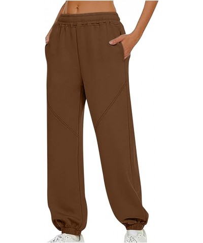 Women's Sweatpants Cinched Bottom 2024 Trendy Pants with Pockets,None Fleeced Lined Trousers Brown $8.09 Activewear