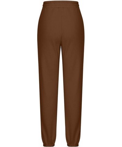 Women's Sweatpants Cinched Bottom 2024 Trendy Pants with Pockets,None Fleeced Lined Trousers Brown $8.09 Activewear