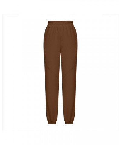 Women's Sweatpants Cinched Bottom 2024 Trendy Pants with Pockets,None Fleeced Lined Trousers Brown $8.09 Activewear