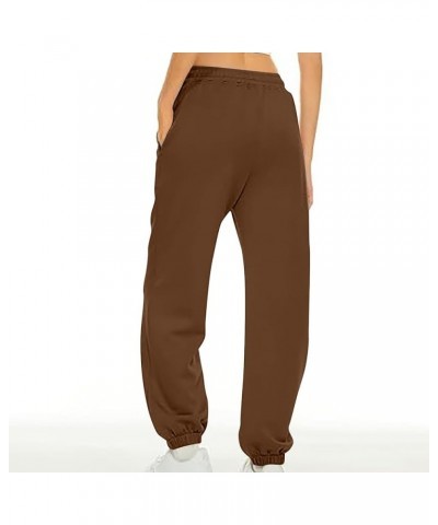 Women's Sweatpants Cinched Bottom 2024 Trendy Pants with Pockets,None Fleeced Lined Trousers Brown $8.09 Activewear