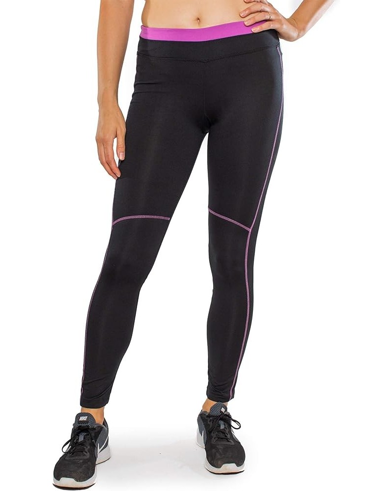 Women's Advantage Mid-Rise Long Athletic Leggings Black/Sugar Plum $19.98 Activewear