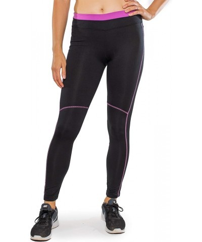 Women's Advantage Mid-Rise Long Athletic Leggings Black/Sugar Plum $19.98 Activewear